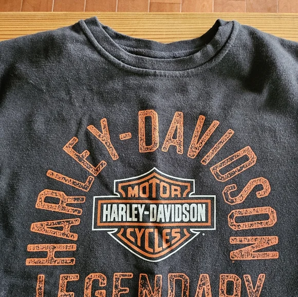 Harley-Davidson Womens Black Sweatshirt with Orange Logo - Picture 2 of 4